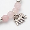 Natural Mixed Stone Beaded Elephant Charm Stretch Bracelets BJEW-JB01974-3