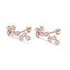 Brass Micro Pave Clear Cubic Zirconia Stud Earrings EJEW-F258-01A-RG-1