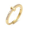 Rack Plating Brass Clear Cubic Zirconia Number 1 Adjustable Rings for Women RJEW-S407-09G-01-1