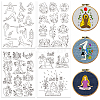 4 Sheets 11.6x8.2 Inch Stick and Stitch Embroidery Patterns DIY-WH0455-160-1