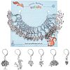 18Pcs 6 Style Hedgehog & Squirrel & Leaf & Pine Cone Tibetan Style Charms Locking Stitch Marker HJEW-PH01552-1