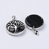 Natural Dyed & Heated Black Agate Pendants G-P350-D05-2