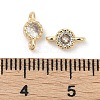 Brass Cubic Zirconia Flat Round Connector Charms KK-H204-02KCG-04-3