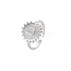 Non-Tarnish 304 Stainless Steel Flat Round with Initial Letter Open Cuff Ring for Men Women RJEW-S405-246P-U-3