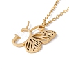 Initial Letter with Butterfly Pendant Necklace NJEW-C026-01G-G-3