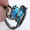 Horse Eye Brass Pave Cubic Zirconia Finger Rings for Women FS-WG8B7C3-07-1