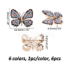 CHGCRAFT 6Pcs 6 Colors Rhinestone Butterfly Badge JEWB-CA0001-16-2