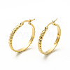 201 Stainless Steel Grooved Hoop Earrings with 304 Stainless Steel Pins for Women EJEW-M214-02D-G-2