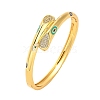 Brass Micro Pave Clear Cubic Zirconia Eye Enamel Bangles for Women BJEW-M312-14G-1