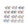 Cubic Zirconia & Rhinestone Heart Stud Earrings EJEW-A080-03M-P-1