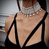 Alloy Full Crystal Rhinestone Teardrop Tassel Choker Necklaces for Women FS-WGE797D-02-3