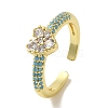 Rack Plating Brass Micro Pave Cubic Zirconia Cuff Rings RJEW-H228-04G-03-1