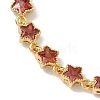 Star Brass Pave Cubic Zirconia Link Chain Bracelets for Women BJEW-P385-03G-05-2