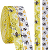 2 Rolls 2 Styles Polyester Bees Printed Grosgrain Ribbons SRIB-CY0001-10-1
