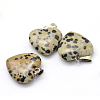 Heart Natural Dalmatian Jasper Pendants G-Q438-04-2