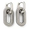 Grooved Oval 304 Stainless Steel Huggie Hoop Dangle Earrings for Women EJEW-G392-01P-1