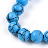 Synthetic Bklue Turquoise Beads Stretch Bracelets BJEW-T022-04J-3