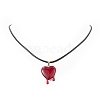 Resin Melting Heart Peandant Necklace with Waxed Cord for Women NJEW-TA00068-4
