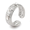 304 Stainless Steel Rhinestone Cuff Rings for Women RJEW-F166-34P-1