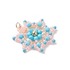 Glass Seed Beaded Snowflake Pendants PALLOY-MZ00953-02-3