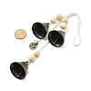 Iron Bell & Alloy Flat Round with Star Pattern Charm Hanging Ornaments HJEW-JM02470-3