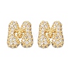 Brass Micro Pave Cubic Zirconia Stud Earrings EJEW-Z091-04G-M-2