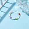 Round Acrylic & Glass Bugle Beads Stretch Rings for Women RJEW-JR00693-2