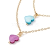 Synthetic Shell Heart Pendant Double Layer Necklaces and Dangle Stud Earrings SJEW-F217-03A-G-4