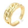 Rack Plating Brass Curb Chains Open Cuff Rings RJEW-R138-02G-3