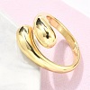 Brass Teardrop Open Cuff Ring for Women RJEW-M148-03G-3