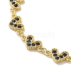 Rack Plating Brass Micro Pave Cubic Zirconia Heart Link Chain Bracelets for Women BJEW-P323-09G-02-2