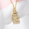 Brass Micro Pave Clear Cubic Zirconia Snake Pendant Necklaces NJEW-S438-02I-G-2