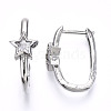 Brass Micro Pave Clear Cubic Zirconia Huggie Hoop Earring EJEW-T046-17P-NF-2