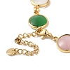 Colorful Flat Round Cat Eye & Brass Link Chain Bracelets for Women NJEW-K269-08KCG-3