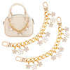 2Pcs Alloy Enamel White Flower Pendant Aluminum Curb Chain Bag Decorative Chains HJEW-BBC0001-36-1