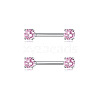 Brass Pink Cubic Zirconia Nipple Rings WG88A97-01-1