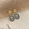 Alloy Enamel Flower Dangle Stud Earrings for Women WGC0511-82-1