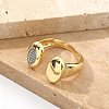 Brass Micro Pave Clear Cubic Zirconia Cuff Rings for Women RJEW-U041-01G-3