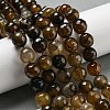 Faceted Natural Banded Agate Beads Strands G-F447-12mm-O02-2