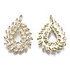 Brass Inlaid Clear Cubic Zirconia Pendants ZIRC-S069-037G-2