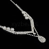 Brass Crystal Rhinestone Pendant Necklaces & Stud Dangle Earrings Sets FS-WG236C2-01-4