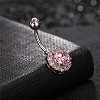 316L Surgical Stainless Steel Cubic Zirconia Flat Round Curved Barbell Belly Rings WGB2BE5-06-1