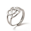 Non-Tarnish 304 Stainless Steel Double Heart Adjustable Ring for Women RJEW-P081-02P-1