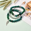 Synthetic Chrysocolla & Non-magnetic Hematite Stretch Bracelets Set for Men Women Gift BJEW-JB06727-2