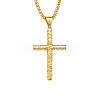 Religion 304 Stainless Steel Floral Cross Pendant Necklaces WGDCBE2-02-2
