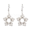 Shell Pearl Beads Flower Dangle Earrings EJEW-TA00577-1