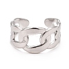 Non-Tarnish 304 Stainless Steel Curb Chain Shape Cuff Ring for Women RJEW-C025-31P-3