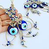 Flat Round with Evil Eye Glass Pendant Decorations EVIL-PW0002-07-5