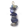 Gradient Color Natural Aquamarine & Natural Lapis Lazuli & Synthetic Turquoise Chip Beaded Pendants PALLOY-JF02795-02-3