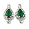 Brass Pave Clear & Green Cubic Zirconia Connector Charms KK-P275-46P-1